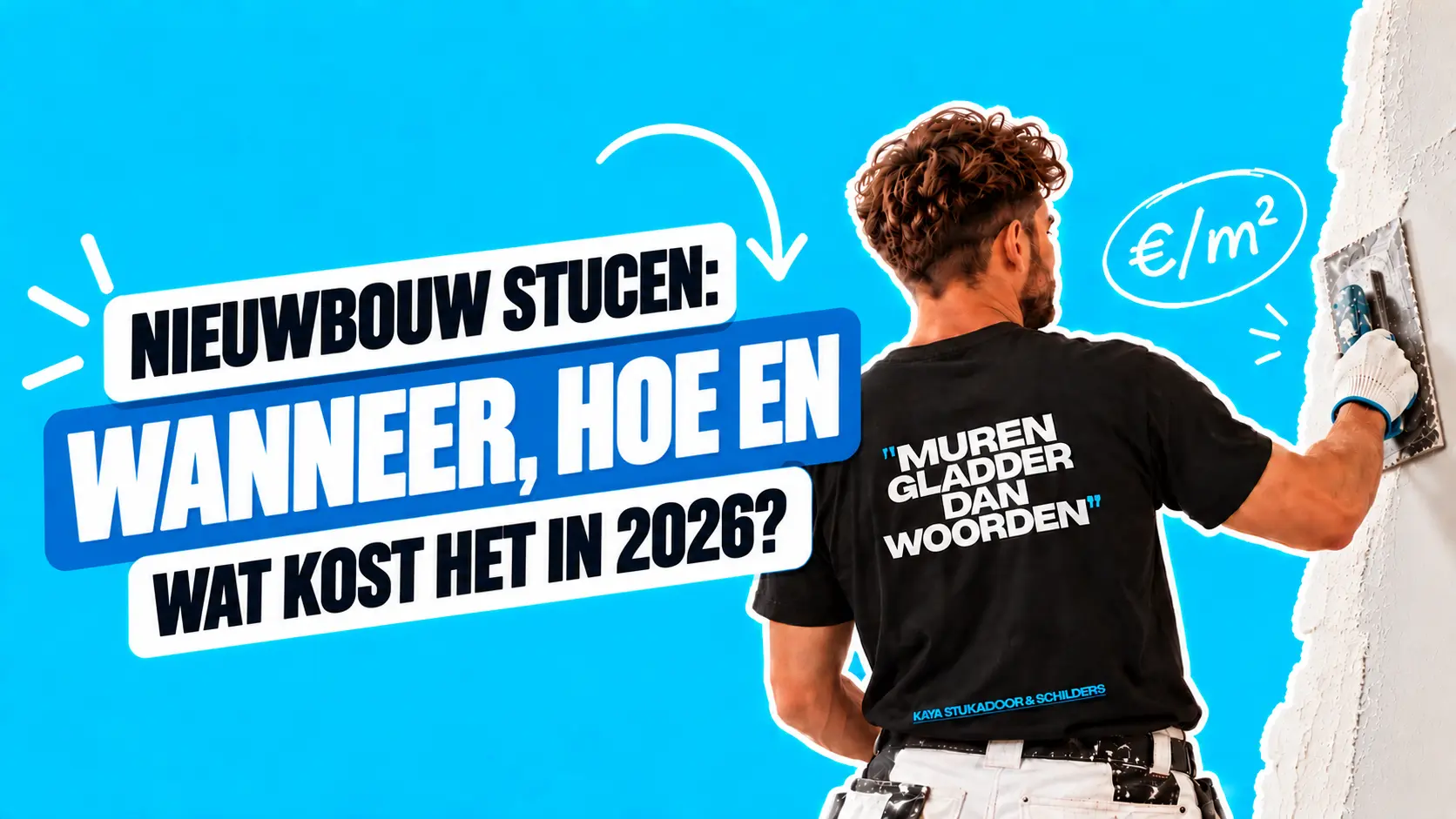 Twee stukadoors met Knauf stucmateriaal voor een nieuwbouwwoning