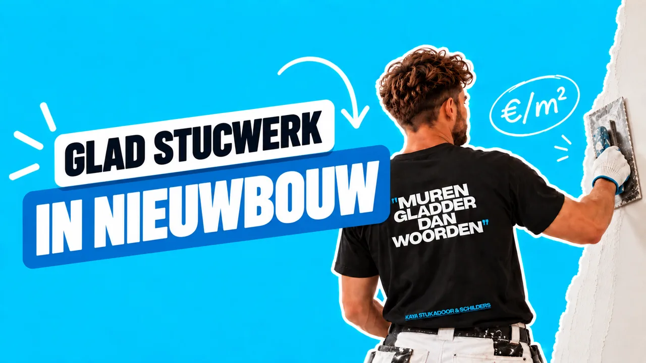 Glad stucwerk op de wanden van een nieuwbouwwoning