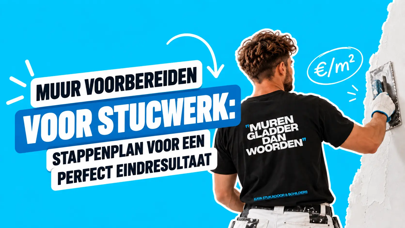 Stukadoor bereidt een binnenmuur voor op glad stucwerk